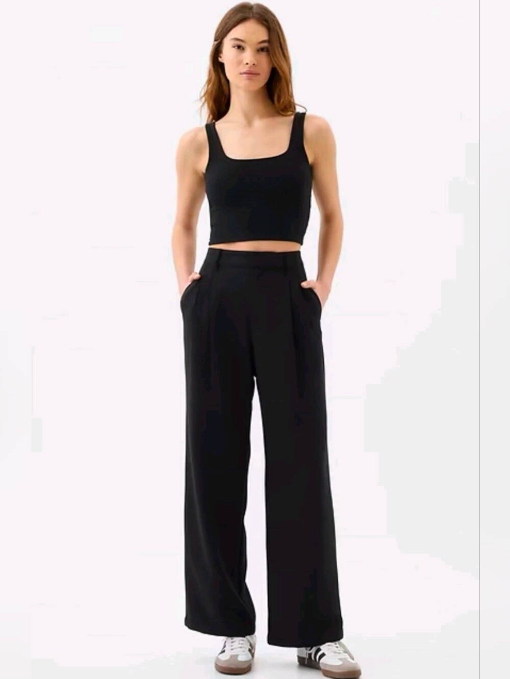 ❤️ GAP HIGH RISE WIDE LEG PLEATED CREPE TROUSERS / PANTS, BLACK, 2 (26)